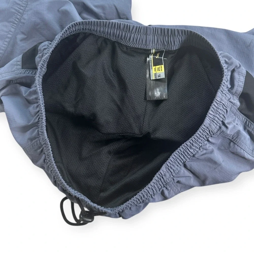 Santic‎ Cycling Shorts Mens XL Blue Gray Padded Chamois Zipper Pockets Biking